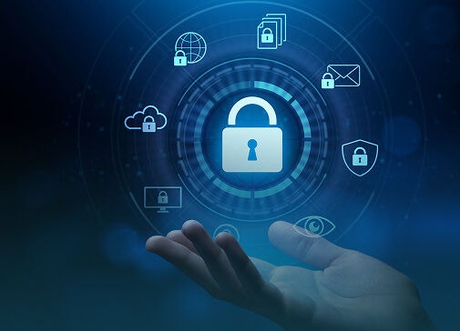 Fechadura de segurança digital representa serviços de licenciamento seguros e legalmente conformes.