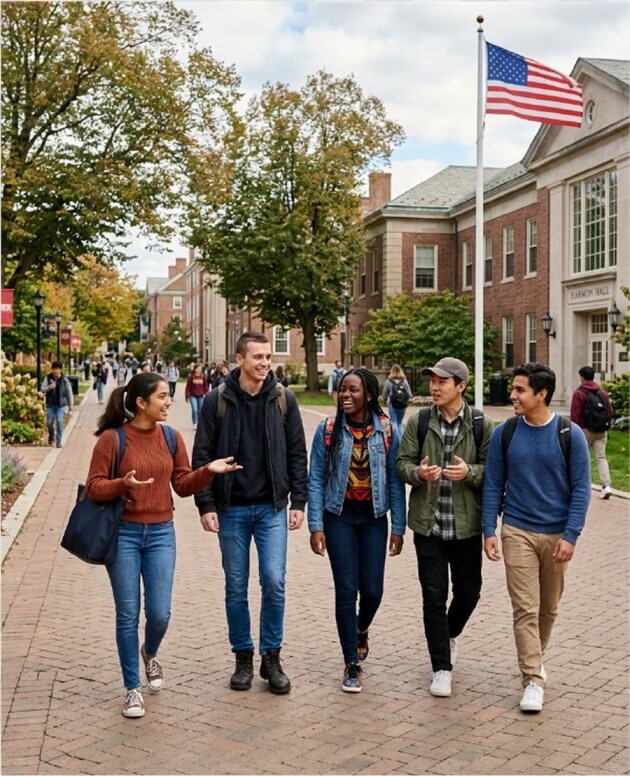 Alunos caminhando